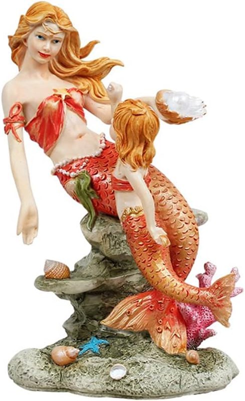 人魚姫 絵本 彫刻 置物 リアル かわいい おしゃれ 置物 部屋飾り オブジェ プレゼント インテリア置物 部屋の装飾 樹脂 オブジェ レッド 引越しプレゼント 15*6*10cm かわいい動物置物|お米の米道 店
