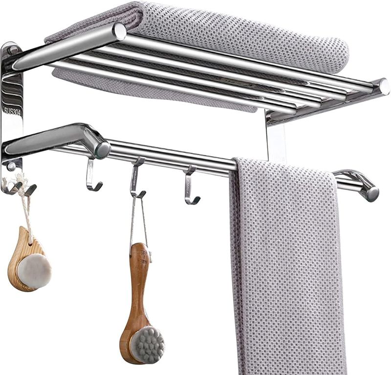 タオルレール バスタオルホルダー タオルバー タオルラック フック付き タオルレールバーホルダー 40cm 50cm 60cm 壁掛け シルバー仕上げ/50cm バスルーム装飾棚 Bathing in