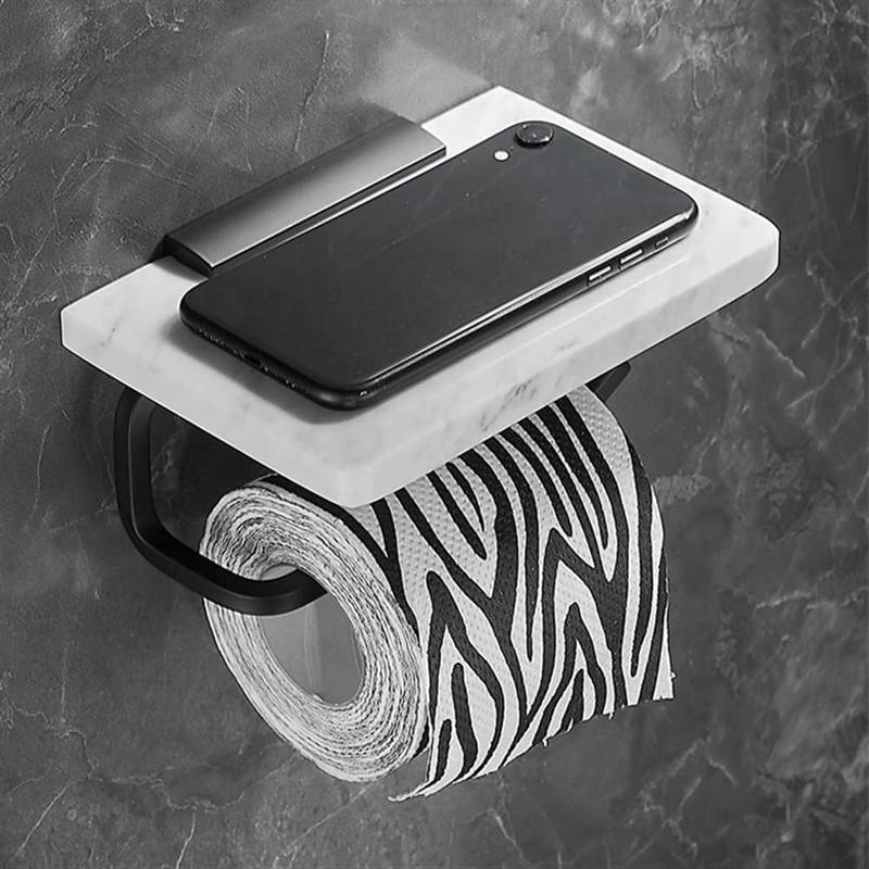 軽量で高級な天然大理石製タオルラック、バスルームタオルレールセット壁掛け、トイレットペーパーホルダー、タオルホルダー、タオルバー (サイズ:ティッシュラックシングル) Bathing in sunli