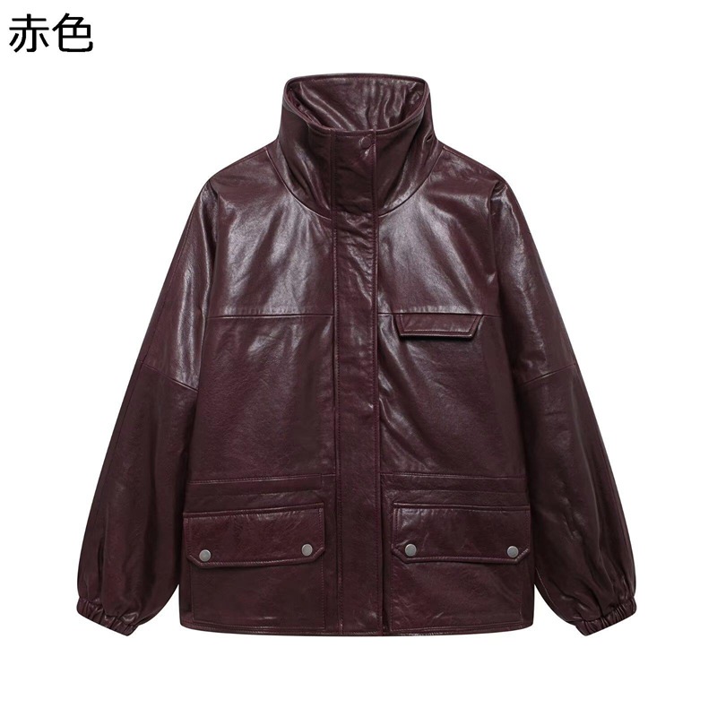 レザージャケット レディース 革ジャン ブルゾン 厚い スタンドカラー PUレザー 長袖 ゆったり ジャンパー 個性 ストリート アウター トップス コート カジュアル 春秋 冬服 おしゃれ