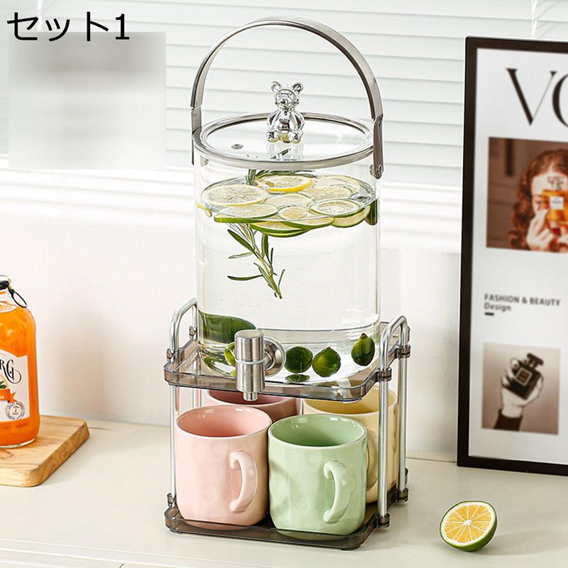 ドリンク水さし 熊 冷水筒 ドリンクサーヴァー 瑠璃入れもの 瑠璃 麦茶ポット 水もの水井戸釣瓶 取っておく貯蔵タンク 大静電容量 ステンレス鋼製の水道の栓 照明ランプ フルーツクールウォーターピッチャー 水もの 電気冷蔵庫 3.6L