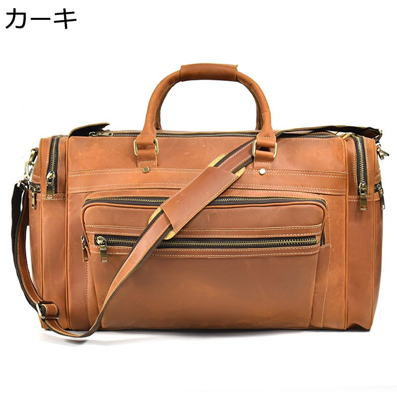 トラブルバッグ 本革 ボストンバッグ 大容量 2way 3way 旅行バッグ ポケット多い 収納便利 防水加工 オーバーナイトバッグ 手持ち 肩掛け 多収納 2泊3日旅行 ジム 出張 男女兼用 クラシック お洒落｜お米の米道 店