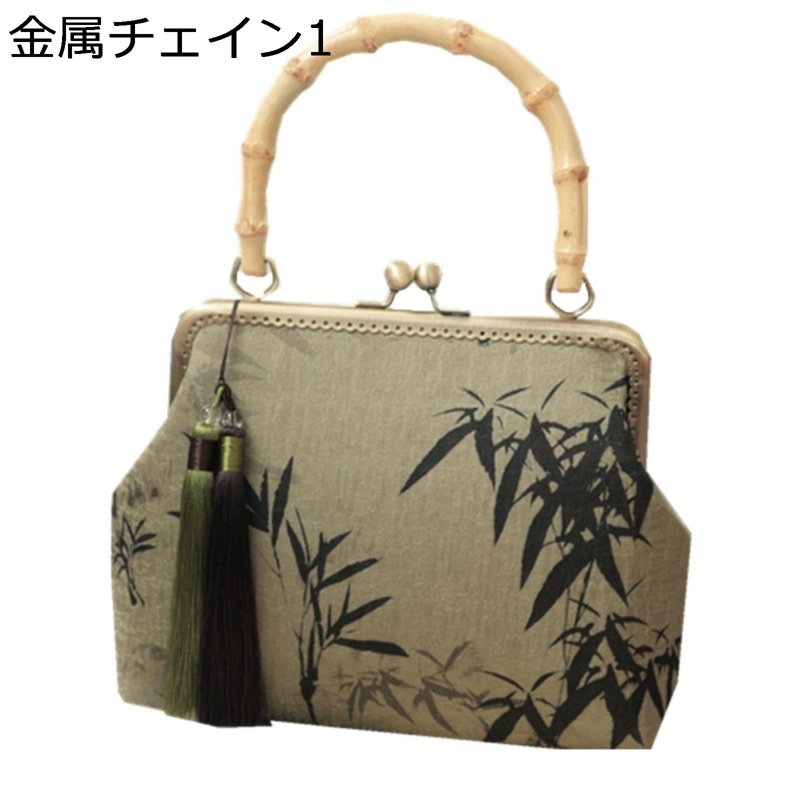 竹柄刺しゅう ハンドバック 麻 綿麻 寄りあい御徒面子 レディース クラッチペダル御徒面子 タッセル 銭入れ 中華 御芽出度 レトロ 今めかしい ポシェット お上さん 肩部 和柄 和風 竹手持ち部分 お召しもの用 浴衣用 2way