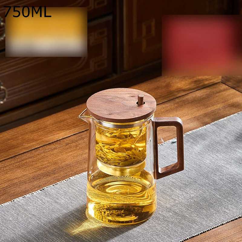 ダブルウォールグラス 茶器 硝子ポット 澄み切った ワンタッチ ステンレス鋼鋼水漉し くるみの木 蓋付き添い人 ティーセット 保温保冷 今めかしい 紅茶の葉 フルーツ紅茶 お店用 紅茶寄りあい 直火明かり湯沸かし相応う