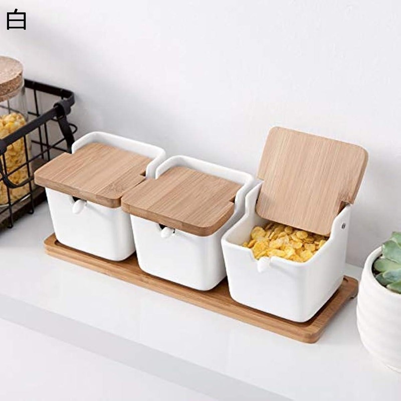 調味料ボックス セラミック 調味料入れ おしゃれ 家庭用 調味料ポット 調味料ストッカー 調味料箱 陶器 塩 コショウ 砂糖入れ 調味料ケース スパイスボトル 薬味入れ 用品 塩胡椒入れ キッチン 塩入れシェーカーセット