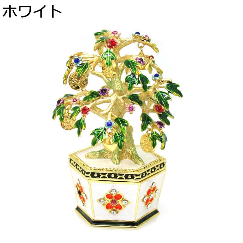招財樹 財福の樹 ジュエリーボックス エナメル 風水グッズ 招財 繁栄 商売繁盛 浄化 小物入れ 収納箱 ネックレス リング イヤリング ボックス 金運アップ オフィス インテリア 誕生日 プレゼント 贈り物