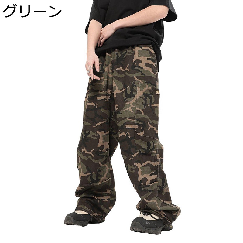迷彩ズボン カーゴパンツ メンズ ワイドパンツ チノパン ゆったり おおきいサイズ ポケット付け ファッション かっこいい 春夏秋 ランニング 普段着 通勤通学 バギーパンツ ヒップホップ 体型カバー