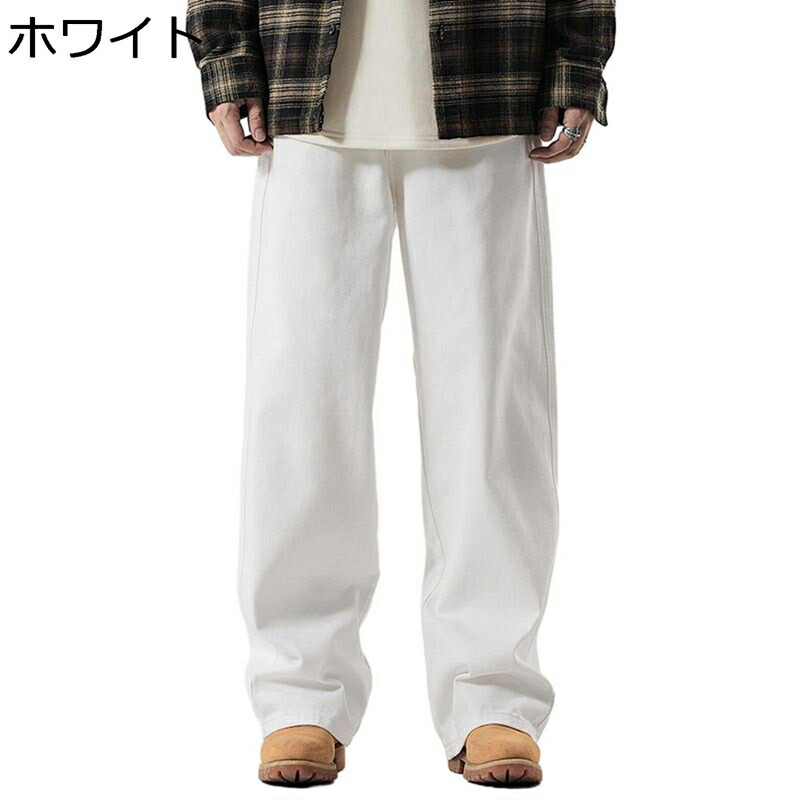デニム パンツ ジーンズ 大きいサイズ 長ズボン メンズ ストレッチ ストレート ホワイト ファッション 着心地よい カジュアル ゆったり ウォッシュ加工 バギーパンツ ボトムス ヒップホップ 春夏秋｜お米の米道 店