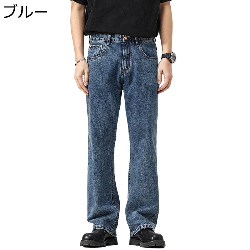 デニムパンツ ジーンズ メンズ ゆったり ストレートパンツ Gパン 長ズボン レトロ ウォッシュ加工 カジュアル 通勤 通学 作業 アウトドア 耐久性 シンプル ロングパンツ