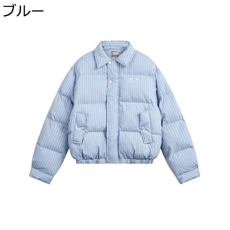 中綿ジャケット レディース 中綿入れ 防寒保温 防風 ストライプ ウィンターコート 厚い 綿服 あったか 冬服 ショート丈 サイドポケット付き バイキング 戸外 かわいい コーデやすい カジュアル 10,337円