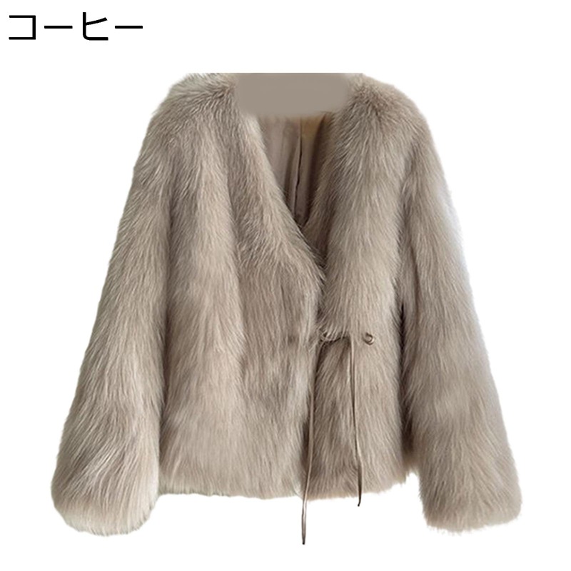 冬服 ジャケット レディース 紐付き ファーコート 秋 冬服 フェイクファーコート 長袖 前開き ボアジャケット ファーブルゾン アウター ふわふわ 韓国風 ヴィンテージ おしゃれ 暖かい 着物 プレゼント