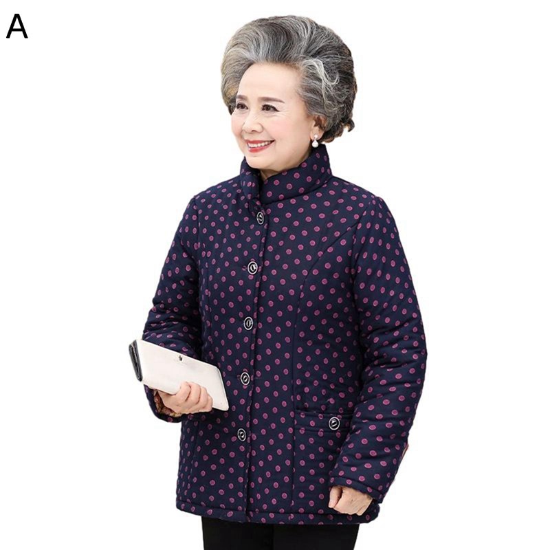 ウィンタージャケット 中綿ジャケット レディース プリント 花 花柄 コットンジャケット 中綿 長袖 綿服 コート 上着 保温性 耐久性 婦人 シニアアウター 秋 冬 高齢者 老人 50-70代 女性用
