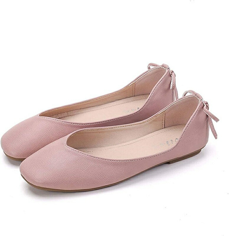 パンプス ローヒール ぺたんこ スクエアトゥ ぺたんこパンプス レディース vカット フラット シューズ ローヒール 軽量 オフィス バレエパンプス 柔らかい 歩きやすい カジュアル リボン付き 美脚