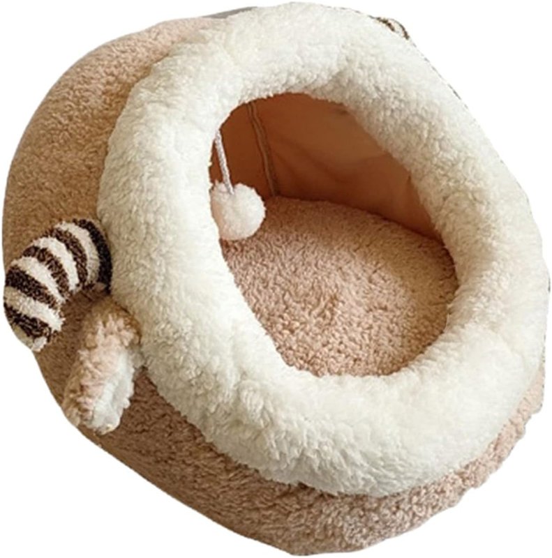 猫 ベッド ドーム型 ペットベッド 猫ハウス 犬 キャメル色 冬 ペットハウス 保温防寒 S 寒さ対策 室内用 キャットハウス 通年適用 耐噛み 滑り止め 洗える 暖かい かわいい クッション付き 小