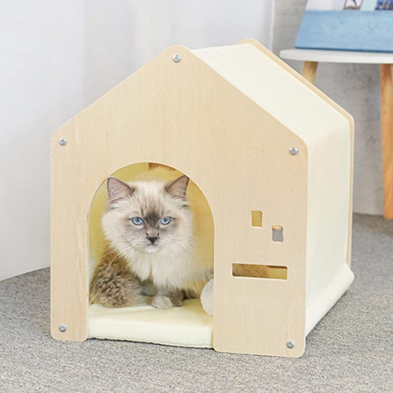 犬掘っ建て小屋 小型犬/中型犬 精神的な統合 猫掘っ建て小屋 木製 生まれながら木 杉 掘っ建て小屋 犬舎 猫舎 木製ゲージ 屋内用 室外 夏 冬 今めかしい 寝心地好いたらしい 40x46x47 雨合羽 防寒 防塵 精神的な統合飾り気の無い 杏 水