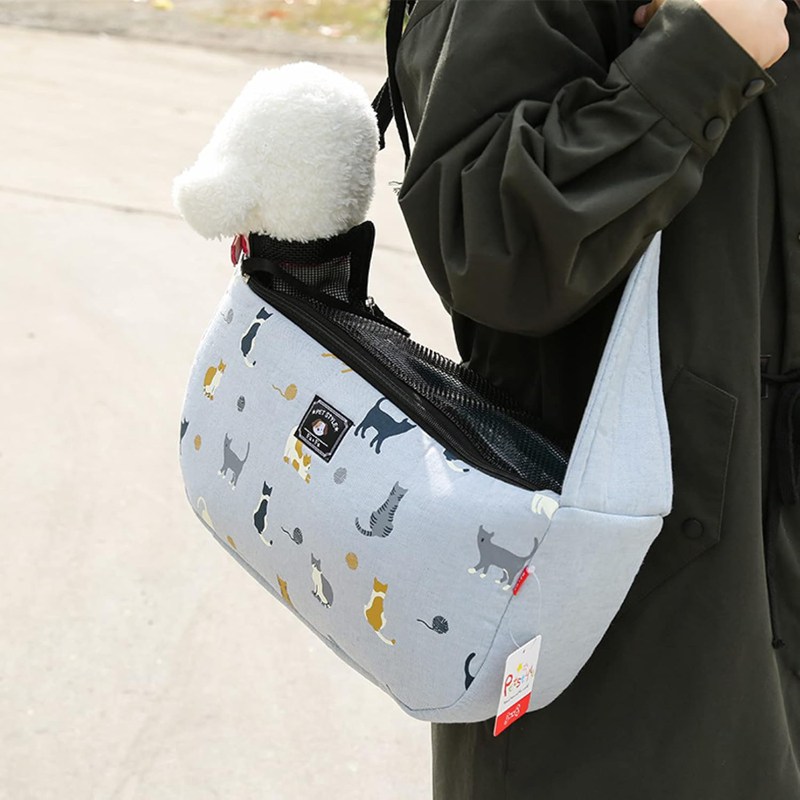 ペットキャリーバッグ 折りたたみ 猫 小型犬 キャリーバッグ 中型犬用 おしゃれ 2way ショルダー コンパクト 43x20x11cm 手提げキャリーバッグ グレー 耐摩耗性 通気性 耐噛み 収納便
