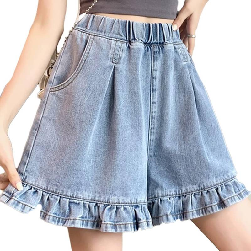ショートパンツ レディース デニム キュロット 短パン ジーンズ ウェストゴム 着痩せ ショーパン カジュアル 美脚 デニムパンツ ワイド デニム ショートパンツ シンプル おしゃれ 大きいサイズ ボ