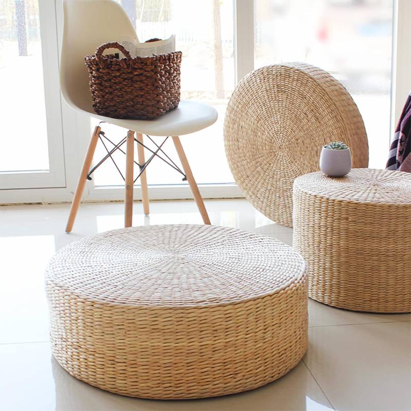 和座布団 座布団 円 50x30cm 厚手 ざぶとん ウィンドウクッション 厚手 素朴 和調 カラー オフィスワーク イス用クッション ぼっすい フローリング オフィスチェア おしゃれ 天然い草 衝撃