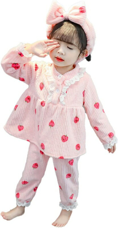 上下セット 女の子 長袖 80-130cm パジャマ 子供 部屋着 キッズパジャマ ベビー こども フランネルパジャマ ガールズ 保温パジャマ 厚手パジャマ 子供パジャマ ラウンドネック 柔らかい 防|お米の米道 店