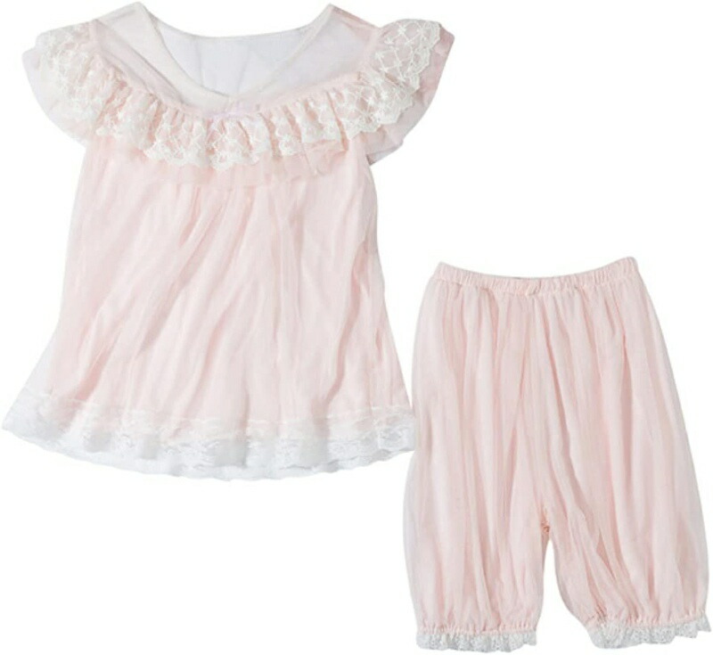 ノーブランド 品 子供 パジャマ キッズ レース ルームウェア 上下セット 半袖 綿 子供服 女の子 ベビーパジャマ ガールズ 部屋着 寝間着 女子 女児 ルームパンツ 赤ちゃん 服 可愛い 夏 爽や|お米の米道 店