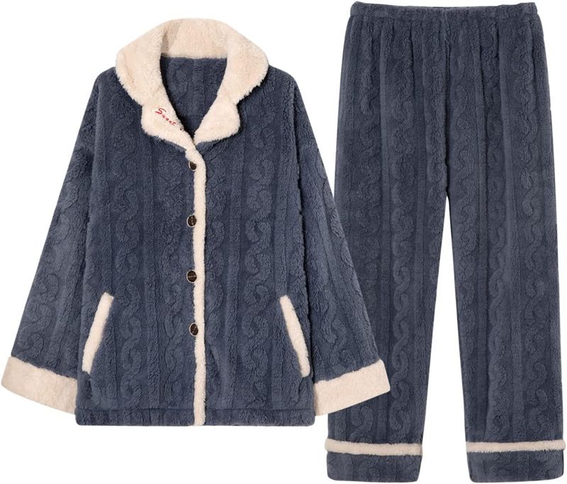 パジャマ フランネル 上下セット 冬 もこもこパジャマ 着る毛布 大きいサイズ パジャマ 着ぐるみパジャマ ボタン付き ふわふわ ルームウェア 長袖 部屋着 長袖 Vネック ホームウェア 寒さ対策 ギ