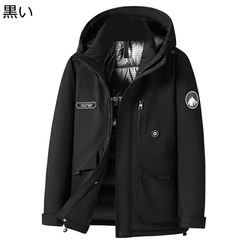 ダウンコート メンズ 冬服 コート 撥水加工 汚れ防止加工 防寒着 暖かい オーバーサイズ フード付き カジュアル ゆったり おしゃれ 腕章 男女兼用 通勤 通学 登山服 作業 アウトドア 真冬対応