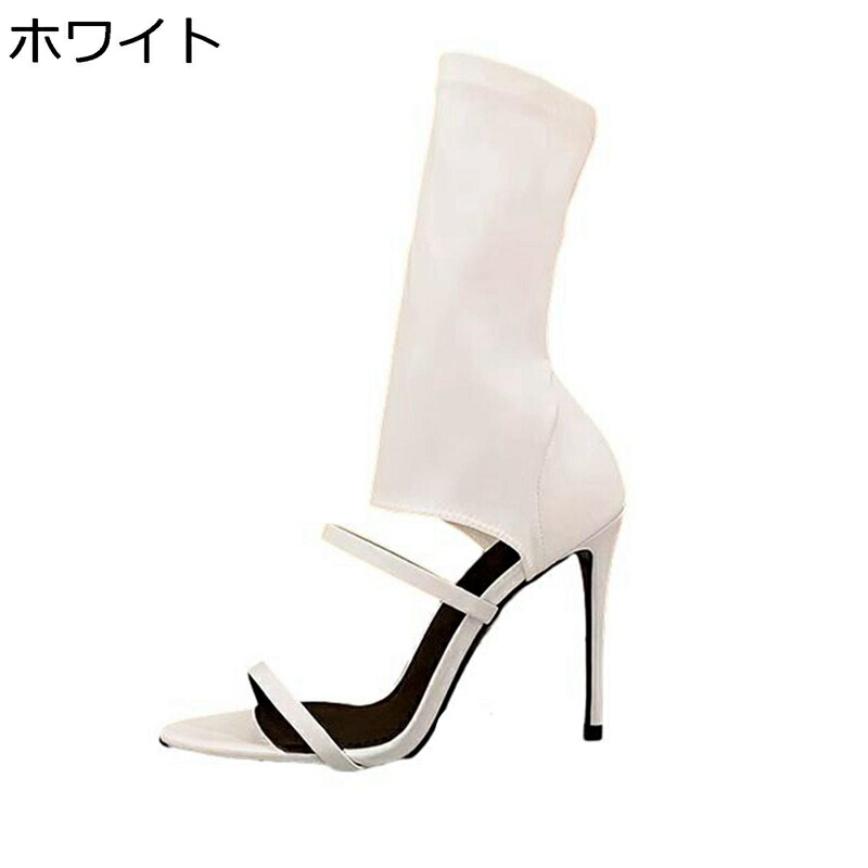 8cm 美脚 ロングブーツ レディース サンダル サマーブーツ 春ブーツ 夏ブーツ オープントゥ ストラップ ローマサンダル ポインテッドトゥ ピンヒール ハイヒールブーツ 海 旅行 ライブ 派手