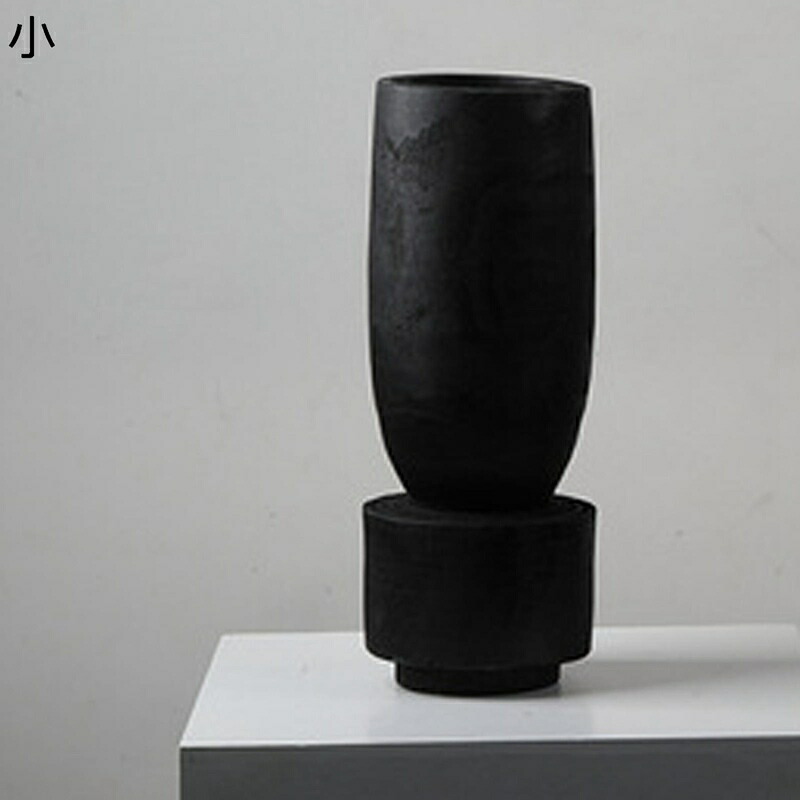花立て 花器 黒 黒いこと 木製 材木 分かりやすい花器 花びん 北欧風 分かりやすい 無地 素っ気ないお花用花器 お花申し合わせ用花器 家のかざり付ける 事務室老人ホームかざり付ける 速見表かざり付ける 和風 日系 インテリア小物・置物-花瓶