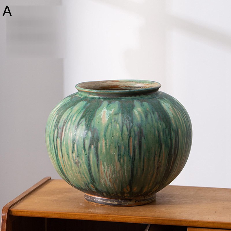 花立て 緑であること 緑 球状体 スイカ 御花ポット花器 分かりやすい花器 瀬戸もの花器 陶器花器 ドライフラワ用花器 御花申し合わせ用花器 家のかざり付ける 室内装飾飾りつけ 和室かざり付ける 日式室内装飾