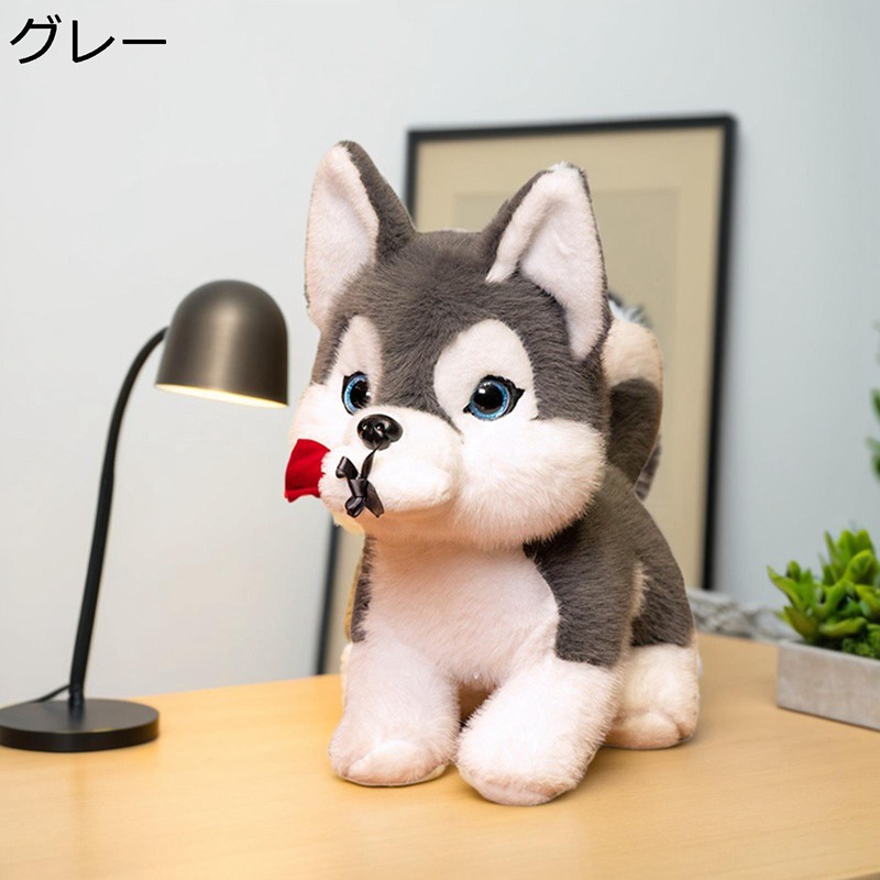 ハスキーぬいぐるみ フワフワ抱き枕 小さいサイズ インテリア 部屋飾り 置物 店飾り ソフト 柔らかい 気持ちいい すやすや寝る 添い寝枕 縫い包み 昼枕 プレゼント 入園祝い 入学祝い 幼稚園 夏祭り 癒しグッズ