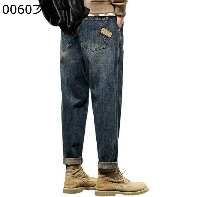 デニムパンツ サルエルパンツ ジーンズ ワイド ロングパンツ メンズ ウォッシュ加工 長ズボン 大きいサイズ ゆったり レギュラー リラックス 部屋着 おしゃれ ヒップホップ 春夏秋 バイクパンツ