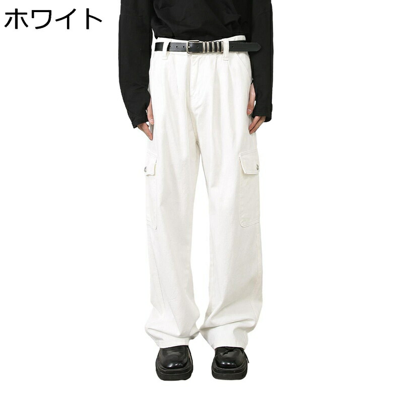 デニムパンツ ワイドパンツ ロング メンズ ストレート Gパン 白 黒 長ズボン 大きいサイズ ゆったり クラッシュ 動きやすい トレンド おしゃれ ヒップホップ 春秋 シンプル アメカジ 大人 男子