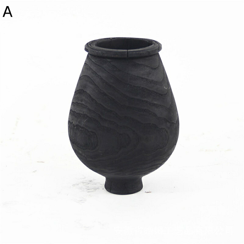 花瓶 黒 ブラック 木製花瓶 炭化木 ベーシック フラワーポット花器 シンプル花器 ドライフラワー用花器 創意装飾 家飾りアイテム 結婚式プレゼント 引越し祝いギフト 北欧モダンデザイン 和室装飾 日式