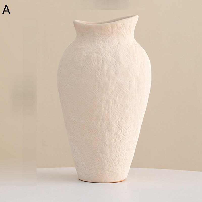 花瓶 白磁器 ヴィンテージ 無地 手提げ 土陶器 ザラザラ シンプル花器 おしゃれ花器 高温磁器花器 陶磁製花器 生け花用花器 ドライフラワー用花器 創意装飾 北欧風 フランス風 日系デザイン 和式装飾