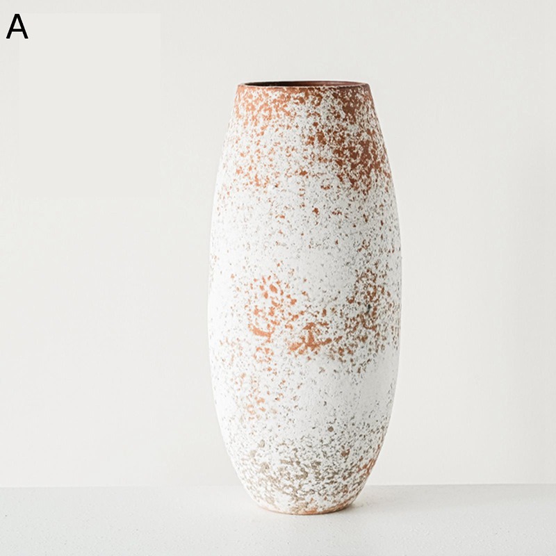 花瓶 花器 大型花器 40cm 土陶器 グラデーション ベージュ ベーシック 斑模様 高温磁器花器 陶磁製花器 フラワーアレンジメント用花器 生花用花器 家の装飾 インテリア飾り テーブル装飾 寝室装飾 和式装飾