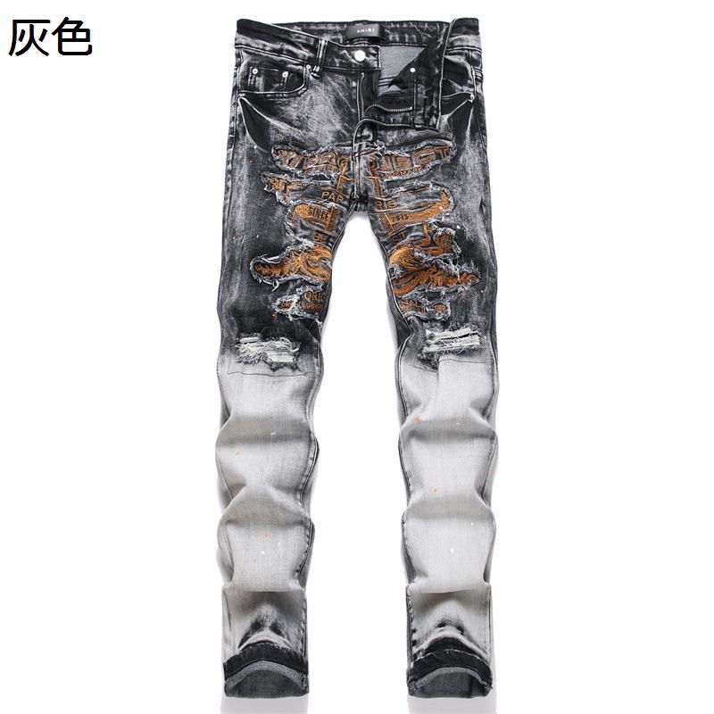 ジーンズ ダメージ ジーパン メンズ デニムパンツ スキニー パッチワーク ウォッシュ 細身 ロングパンツ ストリート hiphop系 春夏秋冬 ボトムス バイカー 大人 男子 ストレッチ 定番 モード系