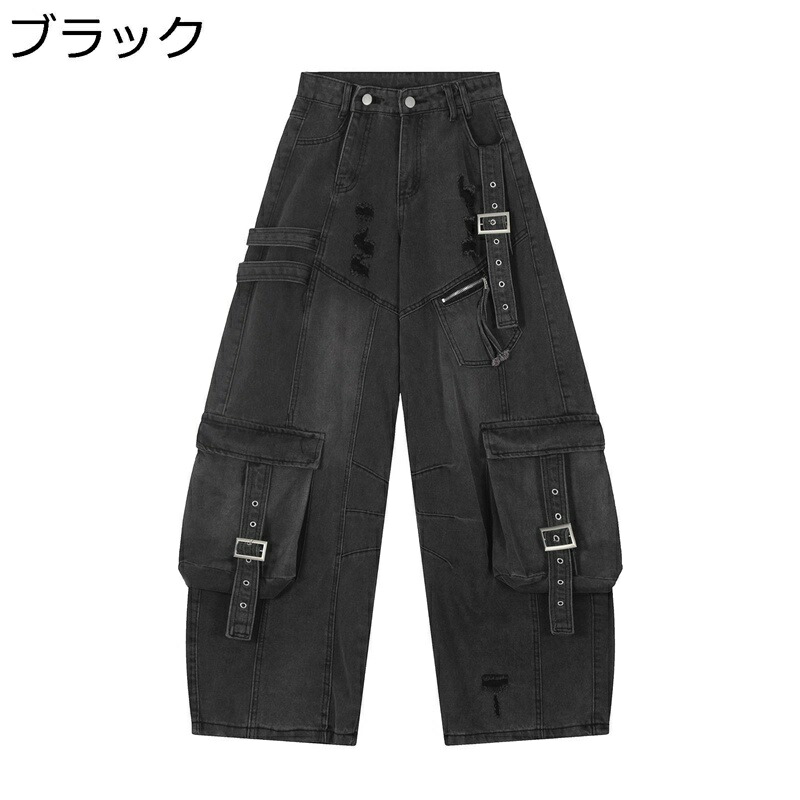 Gパン メンズ カーゴパンツ ベルト付き ズボン ロングパンツ ワイドパンツ デニム マルチポケット ジーパン ビンテージ 機能性 実用性 春秋 バギーパンツ カジュアル 軽量 作業着 アウトドア クライミング ボトムス