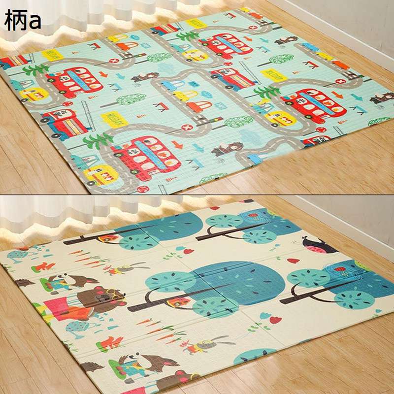 ベビープレイマット 子供用 遊びマット 折り畳み式 両面使用ラグマット ベビーマット 安全無毒 衝撃緩和 超柔らかい 滑り止め 防水 防音 遊びカーペット クッション性 玩具敷物 和室 洋室