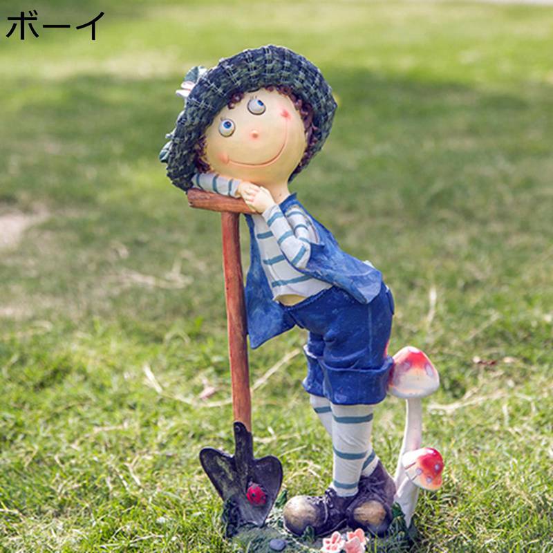 ガーデンオーナメント 樹脂置物 インテリア デコレーション 女の子 男の子 ペア 部屋飾り 屋外装飾 工芸品 園芸用品 可愛い おしゃれ 童話 雰囲気up 防水 御守り 記念品 プレゼント ギフト