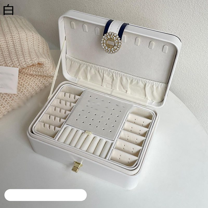 ジュエリーボックス PUレザー 取り外しトレイ 仕切り板 2層 引き出し式 レディース 宝石箱 シェルフアクセサリー収納 ジュエリー収納 大容量 アクセサリー入れ 旅行 防錆 密閉 北欧風 姫系 可愛い