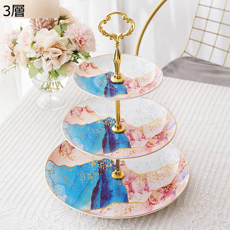 欧風西洋菓子照明ランプ 陶芸 循環 赤絵 ケーキディスプレイスタンド 見せびらかす台 乾荒原照明ランプ 2段 3段 西洋風 御菓子 昼過ぎ紅茶 速見表飾りつけ パウダーコンパクト プラッターラック ご雑作 ?影