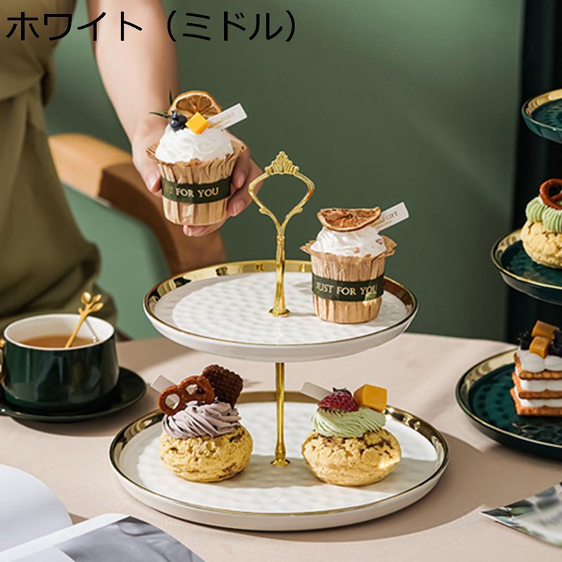 デザートラック カップケーキスタンド 西洋風 アフタヌーンティースタンド プラスチック 耐熱皿 トレイ ディスプレイラック フルーツ お菓子 果物 KTV 誕生日 結婚式 パーティー ホーム 円形 3層 2層