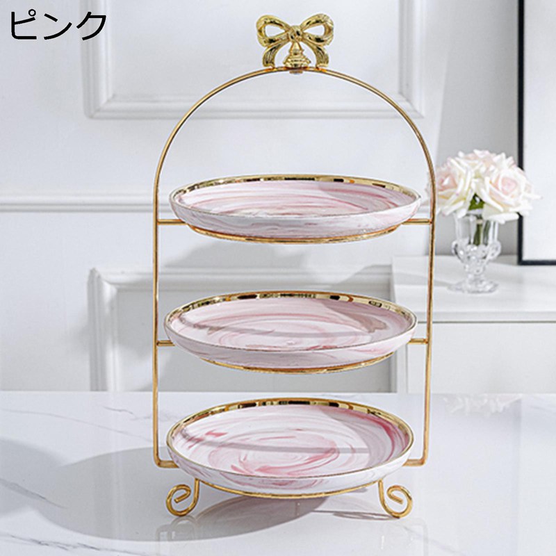 円形 ケーキスタンド セラミック 蝶結び カップケーキスタンド マーブル柄 展示スタンド 3層 2層 西洋風 アフタヌーンティー お菓子 果物 パーティー用 収納ホルダー ロングブーツ サービングプラッター