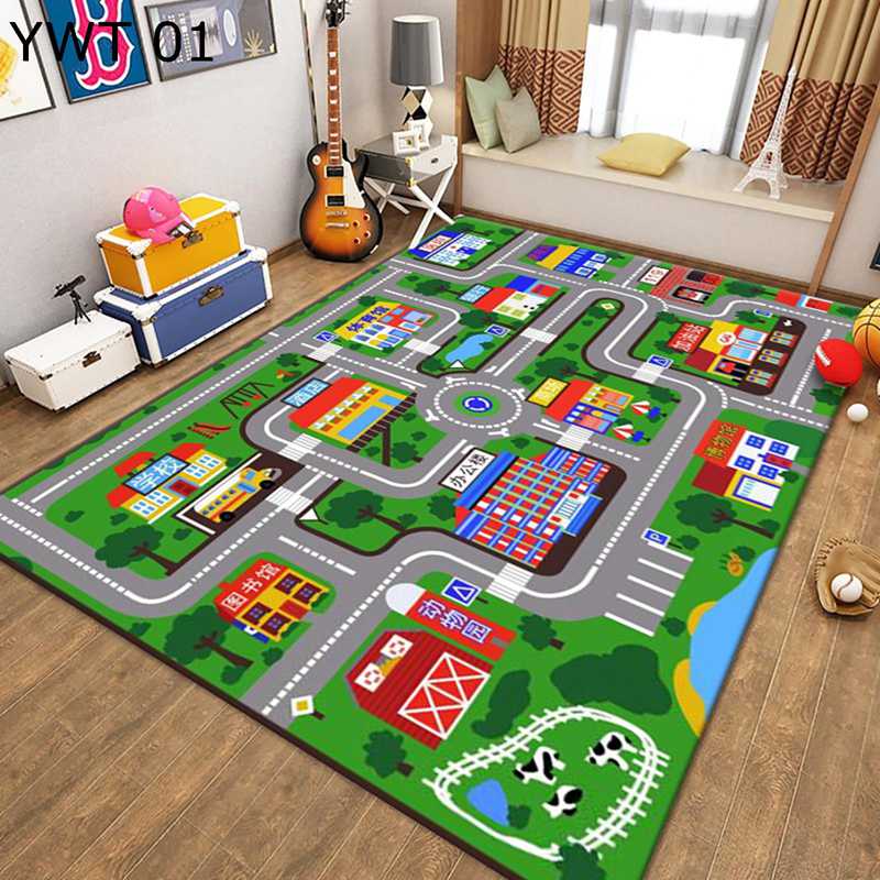 プレイマット キッズ ゲームパッド リビング対応 防ダニ 防音 線路図柄 遊びマット 洗える 滑り止め 踏み心地良い さらさら かわいい 幼稚園 保育園 子供の部屋 ルームマット 子供用カーペット