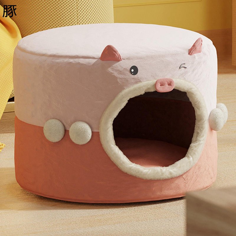 ドーム型 おもちゃ付 ペットベッド クッション付 ペットハウス 両用 クッション型 滑りにくい裏生地 室内用 お手入れ簡単 柔らか 四季通用 保温防寒 猫用ベッド 子型犬 お洒落 かわいい 耐久性 快適 インテリア
