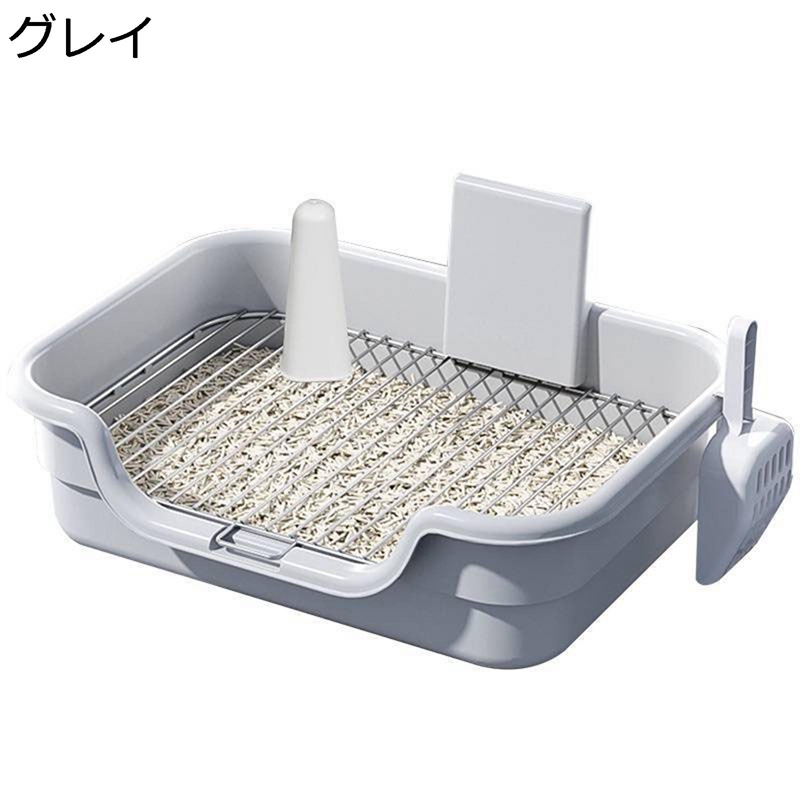犬用トイレトレー 2層デザイン ステンレス鋼メッシュ 誤飲防止 マーキングポール付き 壁付トイレ 飛び散りにくい トイレトレー トイレボックス 手入れ簡単 床を保護 トレーニングマット