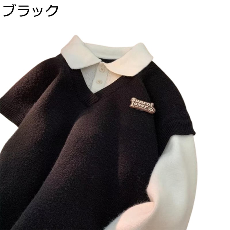 パーカー 重ね着風 半袖ベスト 折り襟 プルオーバー メンズ スウェット パッチワーク カッコイイ スタイリッシュ 保温 スポーツウェア トレーニングウェア 通勤通学 男女兼用 春 秋 冬