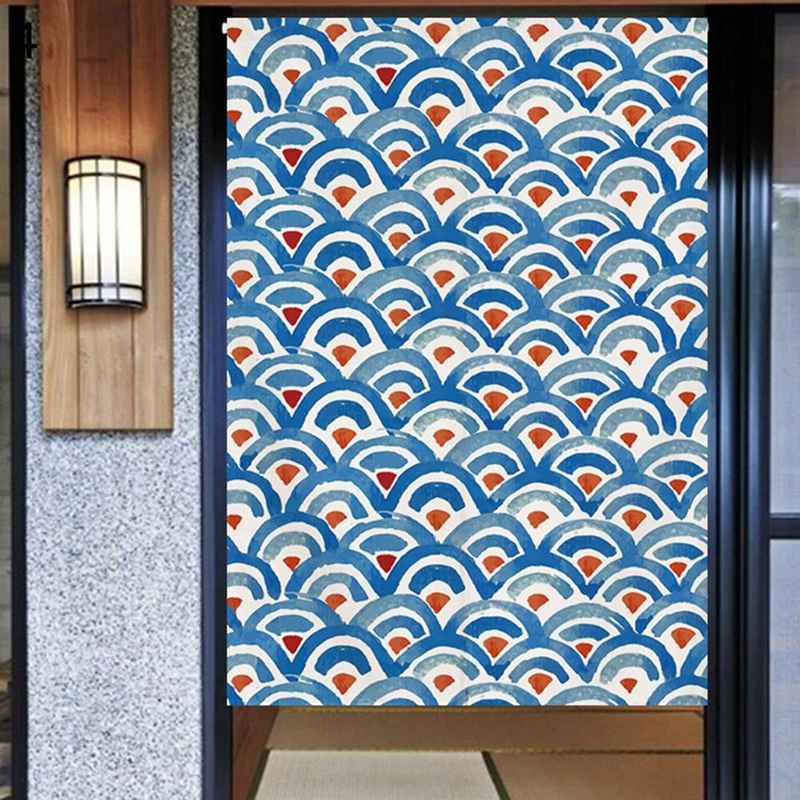 和風 暖簾 間仕切りカーテン 和柄のれん おしゃれ 遮光 断熱 省エネ 目隠し 突っ張り棒付き 冷房 暖房効率アップ 引越し祝い プレゼント インテリア 部屋模様替え 玄関 トイレ ドア用 お店