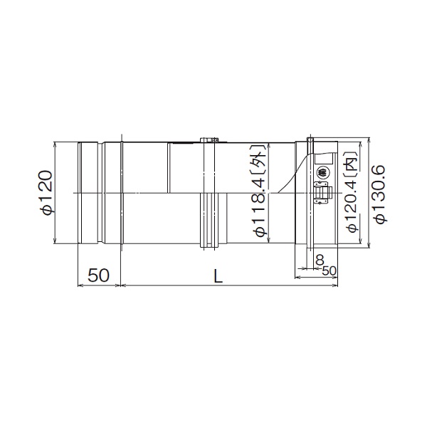 リンナイ 【FFS-12-200 23-2642】 φ120KPスライド管 L\u003d200 業務用ガス給湯器 部材