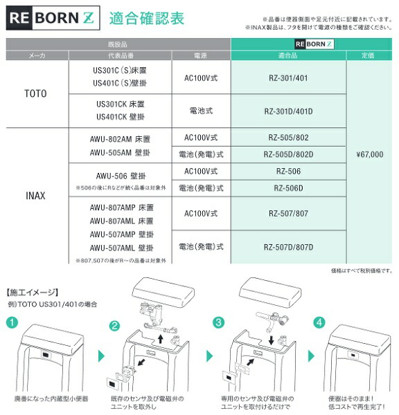 まいどdiy バイタル Rz 507d 807d 自動水栓 デルマン Reborn Z 小便器内蔵型センサ再生キット Inax Awu 807am Awu 507am 発電式 改装用 電池式 Liceoindustrialpuentealto Cl